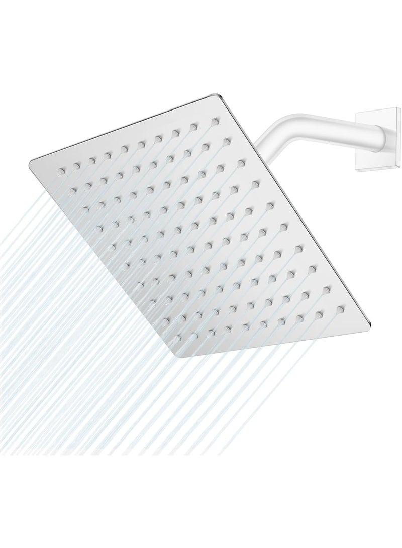 HIGH PRESSURE Rain Shower head, High Flow Stainless Steel 8 Inch Square ShowerHead, Pressure Boosting Design, Awesome Shower Experience Even At Low Water Flow (8 Inch, Chrome Finish) - Image 1